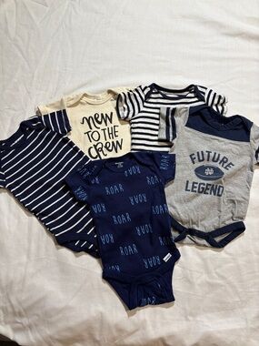 Infant One-Piece Bodysuit Bundle - Striped & Graphic Styles Size 0-3 Months NWOT